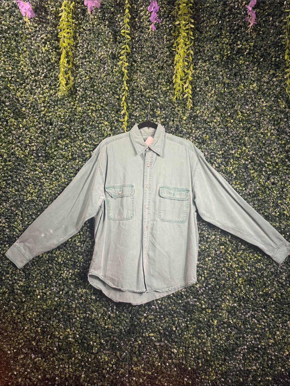 1980 Sunbelt Washed Light Green Casual Button-Down Shirt